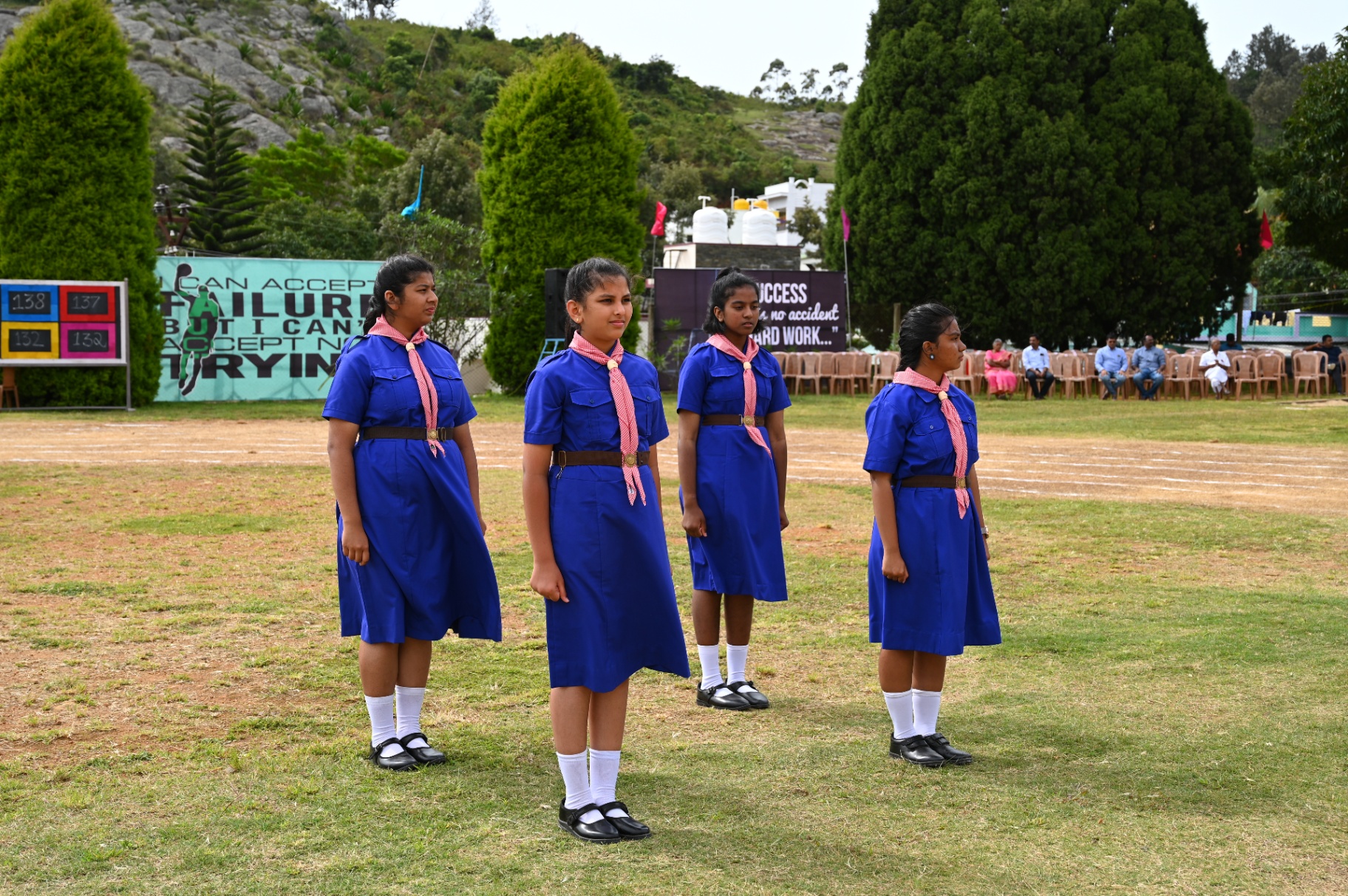 Guides & Bulbuls in formation during a school ceremony